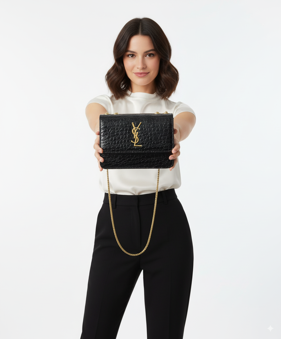 Girl’s Crossbody Bag – Stylish Leather Shoulder Handbag with Long Chain & Spacious Design